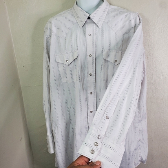 Vintage Panhandle Slim Mens Size 18 x 36 Button Down Western Shirt Pearl Snaps - Picture 7 of 12